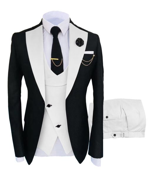 men's suits blazers costume homme clothing luxury party stage suit groomsmen regular fit tuxedo 3 peice set jacket trousers vest 221202, White;black
men's suits blazers costume homme clothing luxury party stage suit groomsmen regular fit tuxedo 3 peice set jacket trousers vest 221202, White;black