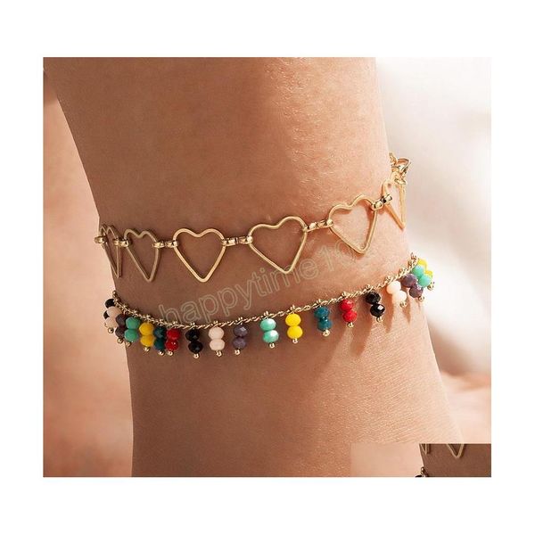 anklets hollow heart gold color double layers colorf crystal anklets women summer beach jewelry drop delivery dhlcv, Red;blue
anklets hollow heart gold color double layers colorf crystal anklets women summer beach jewelry drop delivery dhlcv, Red;blue