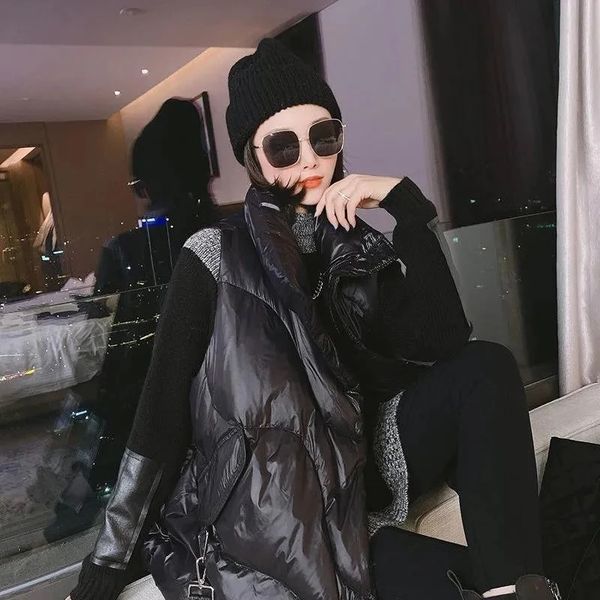 women's vests autumn winter down cotton vest jacket women stand collar loose zipper buckle ribbon black street sleeveless waistcoat 221, Black;white
women's vests autumn winter down cotton vest jacket women stand collar loose zipper buckle ribbon black street sleeveless waistcoat 221, Black;white