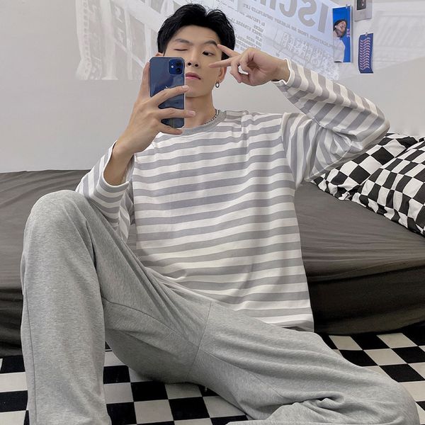 men's sleepwear pajamas set stripe autumn winter leisure elastic waist boys long sleeve nightwear soft pijama home wear cloth 221202, Black;brown
men's sleepwear pajamas set stripe autumn winter leisure elastic waist boys long sleeve nightwear soft pijama home wear cloth 221202, Black;brown