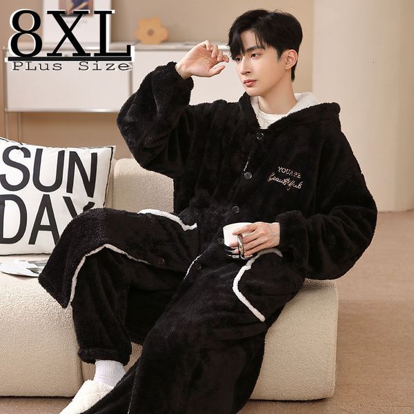 men's sleepwear coral fleece robe set winter plus size 8xl kimono thick warm bathrobe flannel cold pijama hombre homme 221201, Black;brown
men's sleepwear coral fleece robe set winter plus size 8xl kimono thick warm bathrobe flannel cold pijama hombre homme 221201, Black;brown