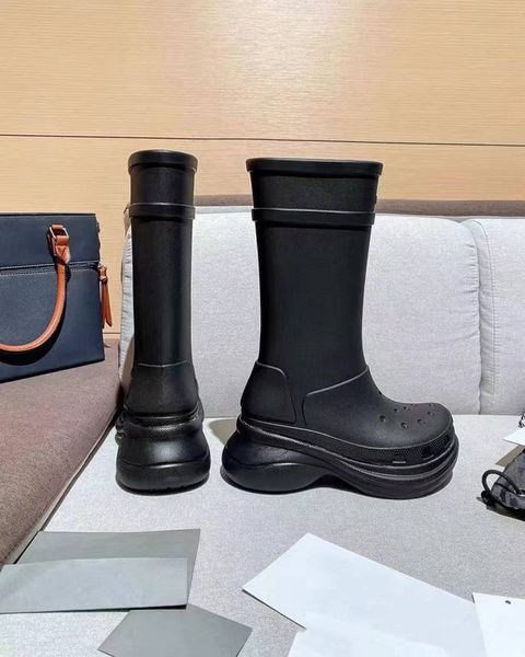 women long croc boots designer rain waterproof boot rubber ankle outdoor platform fashion slip on booties size 35-40, Black
women long croc boots designer rain waterproof boot rubber ankle outdoor platform fashion slip on booties size 35-40, Black