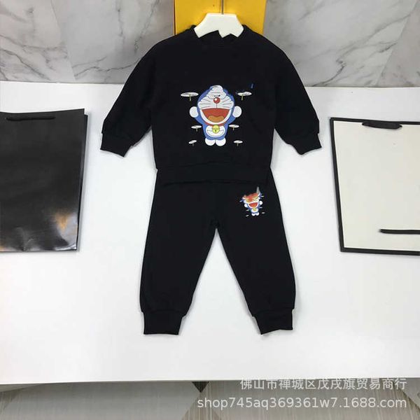 clothing sets children boys girls spring autumn fashion cartoon round neck pullover long sleeve pants two piece set, White