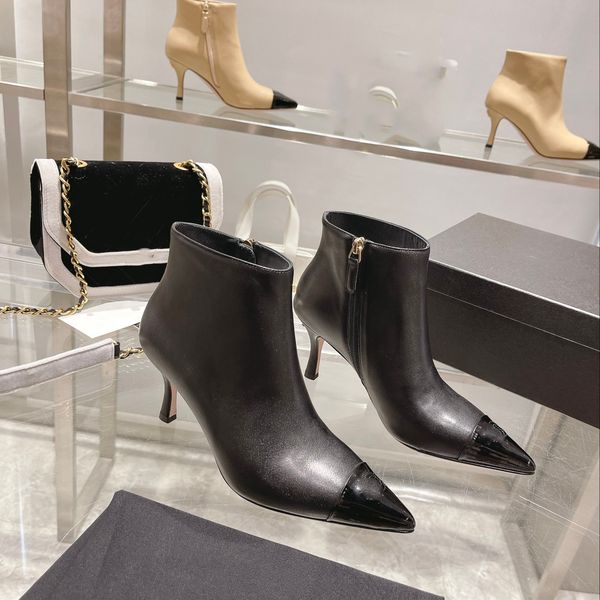 ankle boots designer leather heel boot fashion women ccity winter booties channel warm shoes ad, Black
ankle boots designer leather heel boot fashion women ccity winter booties channel warm shoes ad, Black