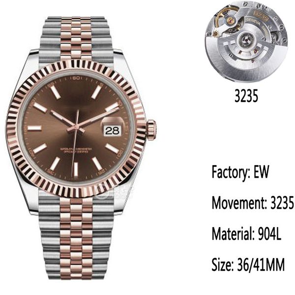 2022 new ew factory manufactures men's mechanical watches 41mm size 3235 mechanical movement 72 hours power sapphire glass 904 stainles, Slivery;brown
2022 new ew factory manufactures men's mechanical watches 41mm size 3235 mechanical movement 72 hours power sapphire glass 904 stainles, Slivery;brown