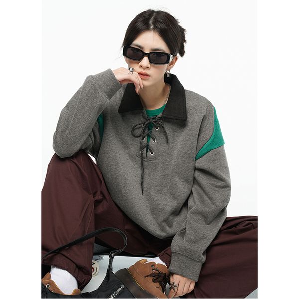 women's hoodies sweatshirt dark grey sweatshirt polo collar splicing fashion drawstring hip hop leisure loose comfortable winter long s, Black
women's hoodies sweatshirt dark grey sweatshirt polo collar splicing fashion drawstring hip hop leisure loose comfortable winter long s, Black