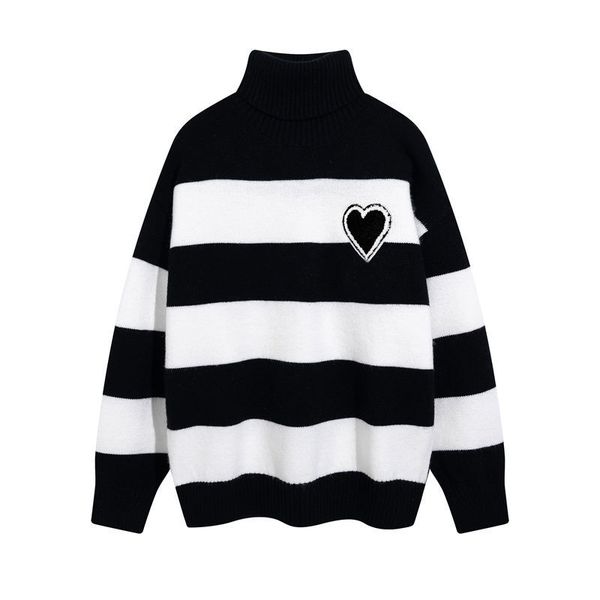 designer sweater man woman black and white stripe rainbow color womens sweater knitting love a high collar turtleneck fashion letter long sl, White;black
designer sweater man woman black and white stripe rainbow color womens sweater knitting love a high collar turtleneck fashion letter long sl, White;black