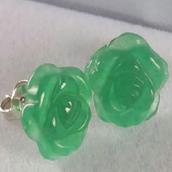 pretty chinese carved green natural jade rose flower stud earrings, White
pretty chinese carved green natural jade rose flower stud earrings, White