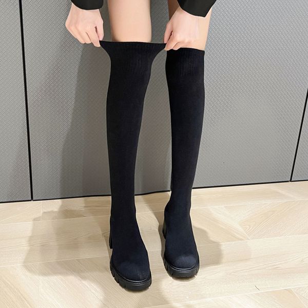 boots lucyever autumn winter women's over the knee sock stretch knitted thick heels long woman slip on platform shoes 221203, Black
boots lucyever autumn winter women's over the knee sock stretch knitted thick heels long woman slip on platform shoes 221203, Black