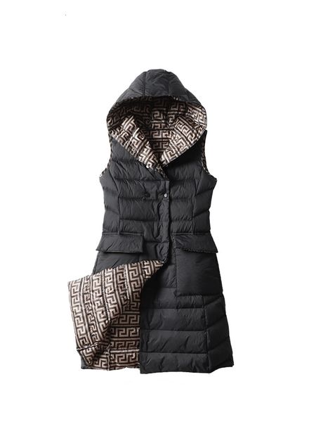 women's vests bang long vest with hooded ultra light down female sleeveless windproof lightweight warm waistcoat 221202, Black;white
women's vests bang long vest with hooded ultra light down female sleeveless windproof lightweight warm waistcoat 221202, Black;white