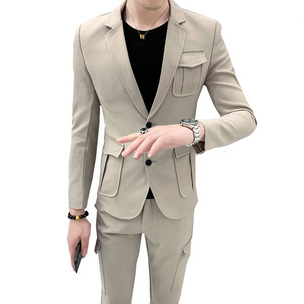 men's suits blazers multi pockets tweed british style male slim fit wedding 2pcs set gentleman casual retro men jacket pants 221202, White;black
men's suits blazers multi pockets tweed british style male slim fit wedding 2pcs set gentleman casual retro men jacket pants 221202, White;black