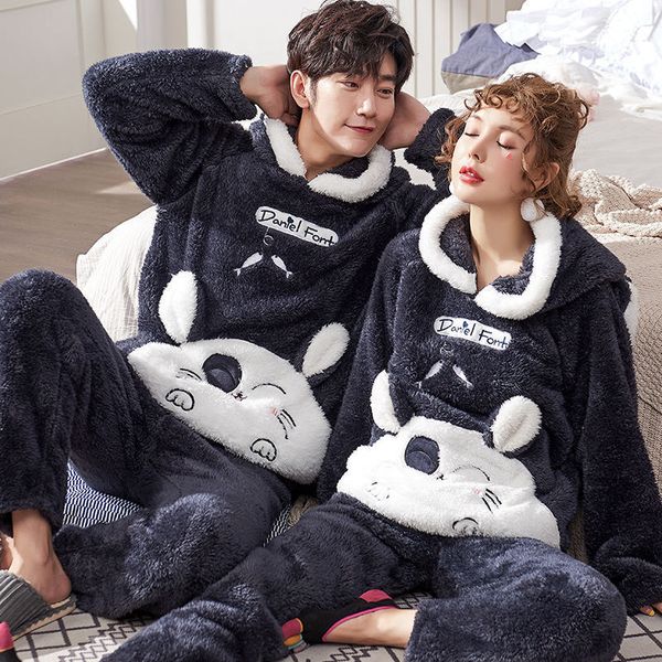 men's sleepwear 2 pcs winter pajama warm cartoon anime cute hooded flannel thicken couple pyjama plus size female home clothes 221202, Black;brown
men's sleepwear 2 pcs winter pajama warm cartoon anime cute hooded flannel thicken couple pyjama plus size female home clothes 221202, Black;brown