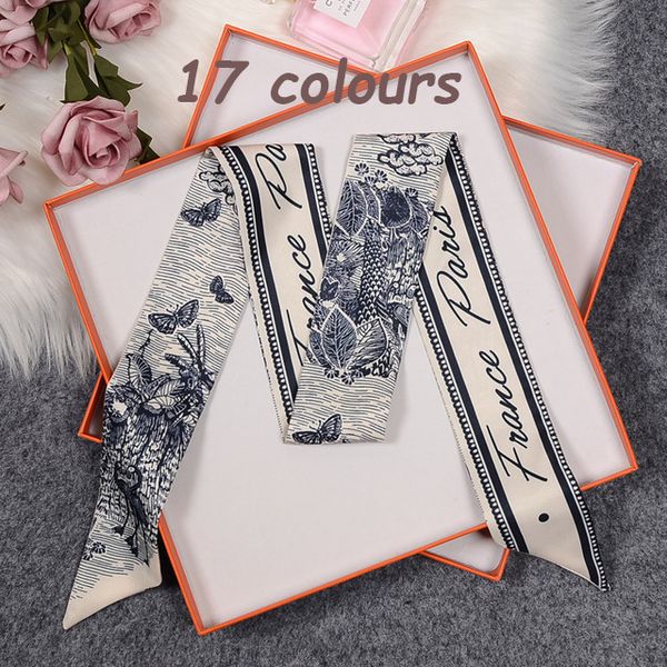 17-color designer silk scarf letter printing floral headband women's scarves fashion long-handled bags scarvess, Blue;gray
17-color designer silk scarf letter printing floral headband women's scarves fashion long-handled bags scarvess, Blue;gray