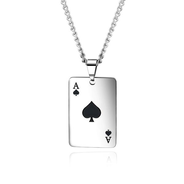 wholesale playing card hip hop titanium necklace personality versatile love stainless steel pendant jewelry, Silver
wholesale playing card hip hop titanium necklace personality versatile love stainless steel pendant jewelry, Silver