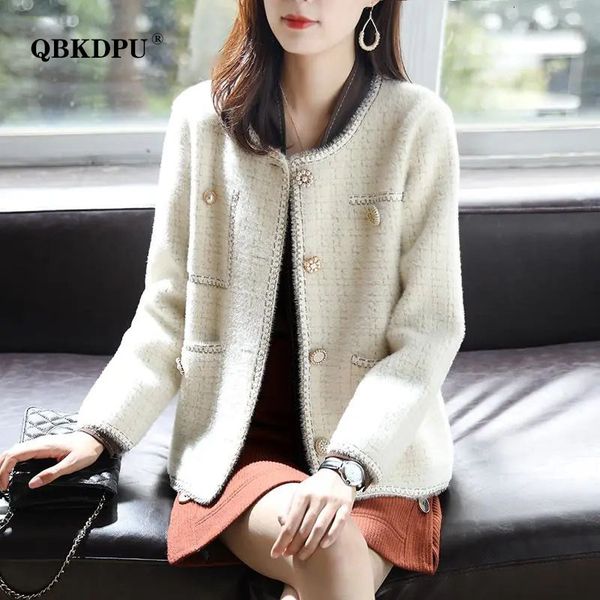 women's knits tees elegant faux mink cashmere sweater cardigan women vintage luxury design plaid knitted coat korean style soft v-neck, White
women's knits tees elegant faux mink cashmere sweater cardigan women vintage luxury design plaid knitted coat korean style soft v-neck, White