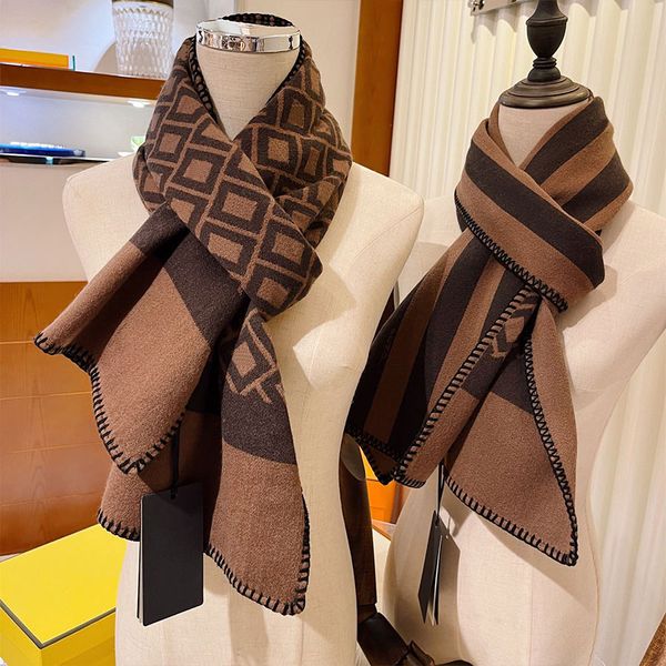 

Women Scarf Scarves Unisex Elegant Winter Cashmere Warm Shawl Letters Stripes Design for Man 2 Style