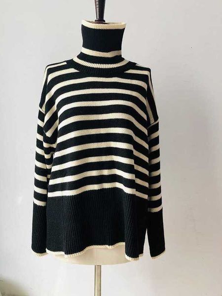 women's sweaters women s sweater stripe high-necked pullover dr61, White;black 
women's sweaters women s sweater stripe high-necked pullover dr61, White;black