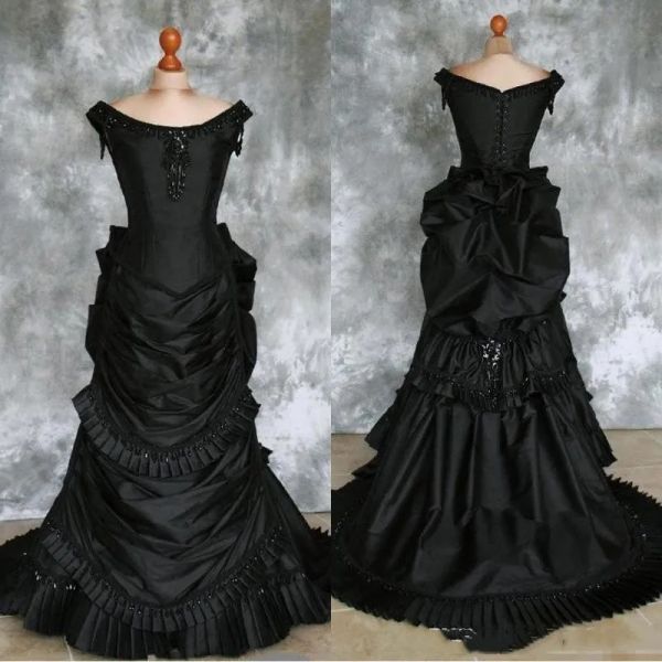 2023 vintage black wedding dresses bridal gown straps satin beaded ruffles designer sweep train a line custom made plus size vestido de novi, White
2023 vintage black wedding dresses bridal gown straps satin beaded ruffles designer sweep train a line custom made plus size vestido de novi, White