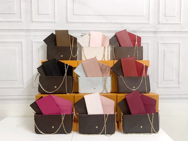 m61276 luxurys designers felicie 3-piece chain bags classic ladies shoulder bag handbag leather crossbody tote with box 61276 envelope shape, Red;black
m61276 luxurys designers felicie 3-piece chain bags classic ladies shoulder bag handbag leather crossbody tote with box 61276 envelope shape, Red;black