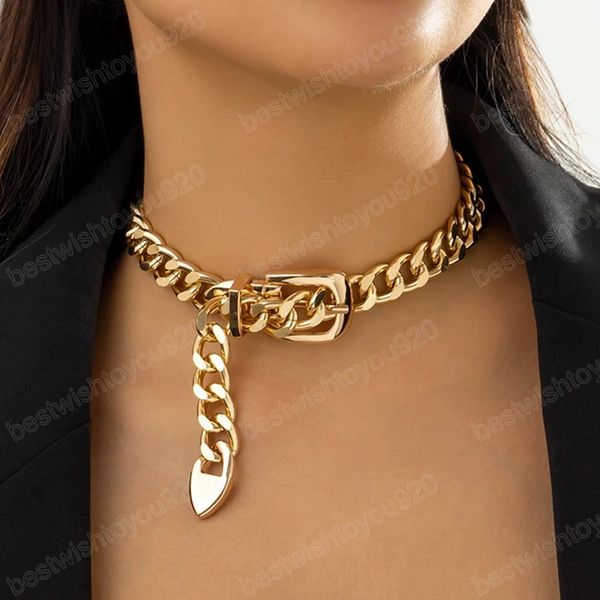 exaggerated heavy metal belt choker necklace for women punk thick chunky clavicle chain jewelry men, Golden;silver
exaggerated heavy metal belt choker necklace for women punk thick chunky clavicle chain jewelry men, Golden;silver
