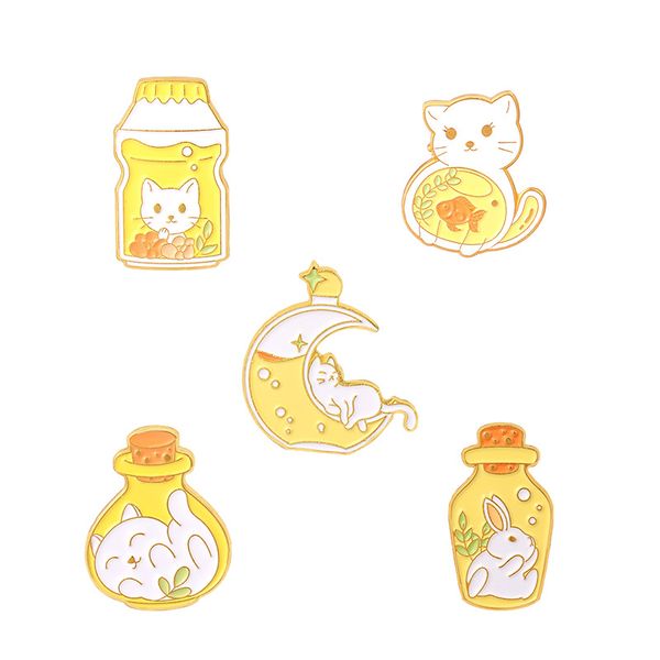creative glass bottle shaped brooches set 5pcs yellow cat alloy gold plated enamel badges for girls pin shirt jewelry gift clothes accessori, Gray
creative glass bottle shaped brooches set 5pcs yellow cat alloy gold plated enamel badges for girls pin shirt jewelry gift clothes accessori, Gray
