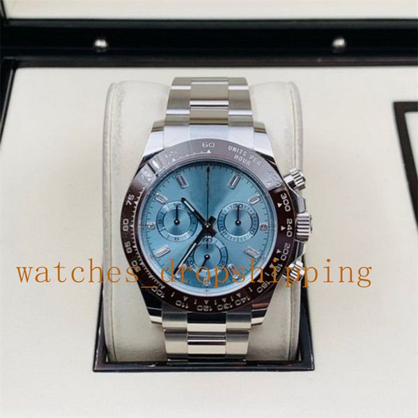 mens watches 40mm ice blue dial ceramic bezel chronograph automatic mechanical eta 7750 movement oyster steel high-quality sport men wristwa, Slivery;brown
mens watches 40mm ice blue dial ceramic bezel chronograph automatic mechanical eta 7750 movement oyster steel high-quality sport men wristwa, Slivery;brown