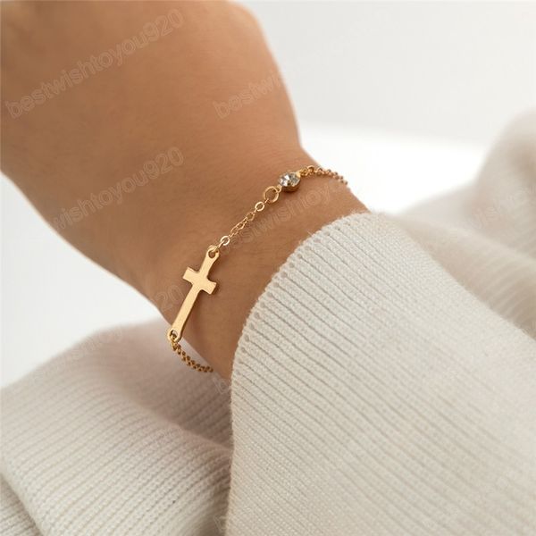 simple thin chain link cross bracelet for women adjustable shiny zircon charm bangles couple hand jewelry accessories, Golden;silver
simple thin chain link cross bracelet for women adjustable shiny zircon charm bangles couple hand jewelry accessories, Golden;silver