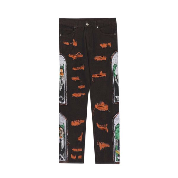high street jeans men's pants ripped patch embroidery hip hop mens jean straight moto biker denim pants, Black;brown 
high street jeans men's pants ripped patch embroidery hip hop mens jean straight moto biker denim pants, Black;brown
