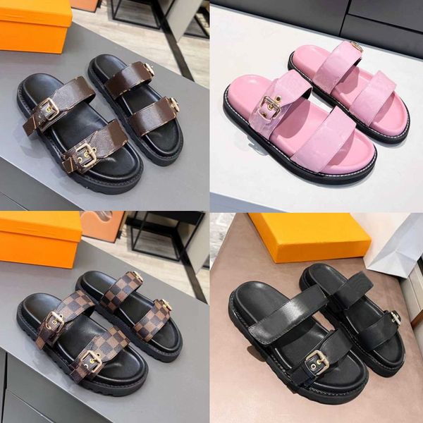 designer slippers women slippers retro leather sandal slides 2 straps with adjusted gold buckles womens beach slipper, Black
designer slippers women slippers retro leather sandal slides 2 straps with adjusted gold buckles womens beach slipper, Black