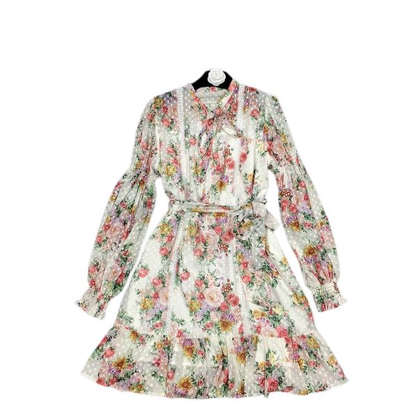 early spring new cut out floral waist closing large hem skirt splicing tie with the same belt dress, Black;gray
early spring new cut out floral waist closing large hem skirt splicing tie with the same belt dress, Black;gray