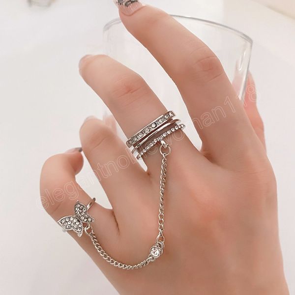 crystal-encrusted rings set for women silver color butterfly chain open finger ring fashion jewelry gifts
crystal-encrusted rings set for women silver color butterfly chain open finger ring fashion jewelry gifts