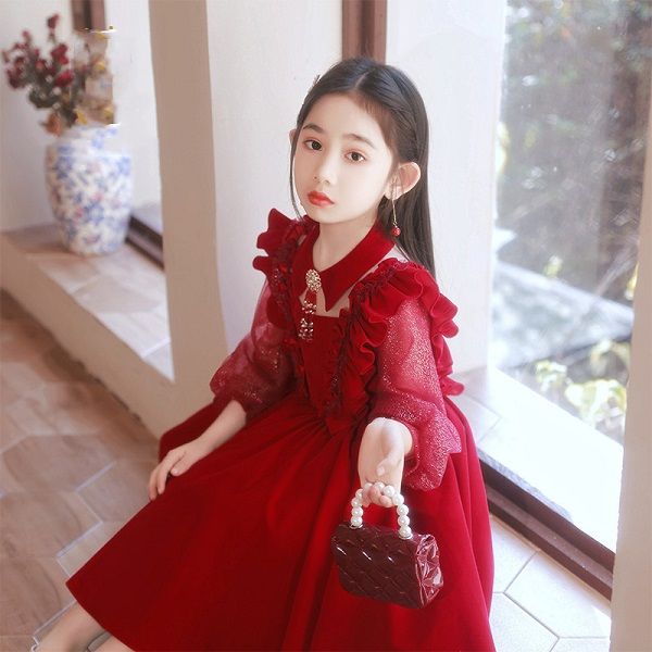 children's dress princess dress 2022 fashionable girls' lovely long sleeve tuffany red pleated light yarn v-neck little, Red;yellow
children's dress princess dress 2022 fashionable girls' lovely long sleeve tuffany red pleated light yarn v-neck little, Red;yellow