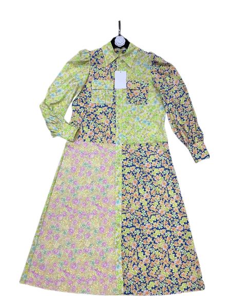 court style green floral long dress 2023 autumn collar bubble sleeve contrast color patch ruffle dress, Black;gray
court style green floral long dress 2023 autumn collar bubble sleeve contrast color patch ruffle dress, Black;gray