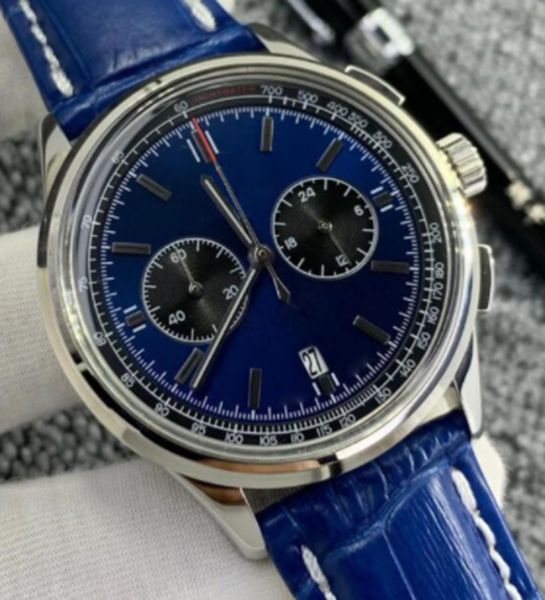 men's quartz watch chronograph right hand premier 42mm silver stainless steel blue dial leather strap luxury watch master design christ, Slivery;brown
men's quartz watch chronograph right hand premier 42mm silver stainless steel blue dial leather strap luxury watch master design christ, Slivery;brown