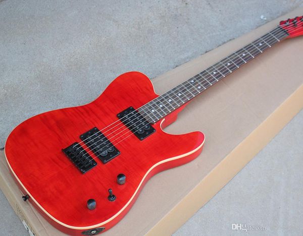 wholesale factory red electric guitar with flame maple veneer black hardware cream binding body 0408
wholesale factory red electric guitar with flame maple veneer black hardware cream binding body 0408