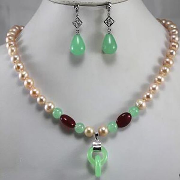 new style noble jewelry new 8mm mixed color pearl stone necklace earring, Silver
new style noble jewelry new 8mm mixed color pearl stone necklace earring, Silver