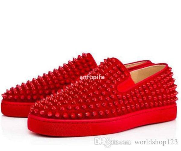 red bottomed christians classic slip on flats spiked men's studded roller boat casual shoes mens women suede spike crystal genuine lea, Black
red bottomed christians classic slip on flats spiked men's studded roller boat casual shoes mens women suede spike crystal genuine lea, Black
