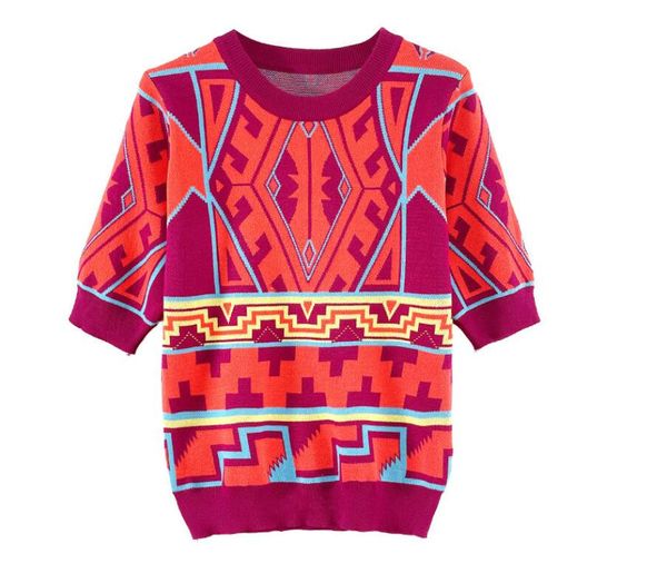 women's knits 2022 korean t-shirt pullover geometric jacquard sweater design short sleeve fashion women's knitwear, White
women's knits 2022 korean t-shirt pullover geometric jacquard sweater design short sleeve fashion women's knitwear, White