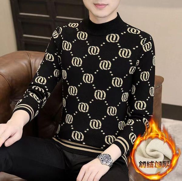 men's sweaters thick warm new autum fashion brand solid knit crew pullover striped sweater winter casual mens clothes, White;black
men's sweaters thick warm new autum fashion brand solid knit crew pullover striped sweater winter casual mens clothes, White;black