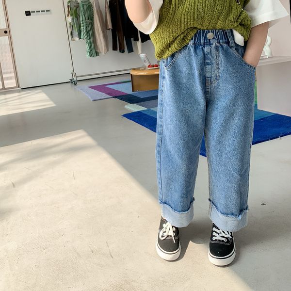 jeans spring summer kids crimped wide leg jeans boys and girls loose thin denim pants children fashion casual trousers 221203, Blue 
jeans spring summer kids crimped wide leg jeans boys and girls loose thin denim pants children fashion casual trousers 221203, Blue