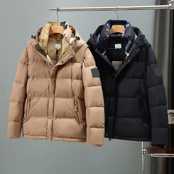 british style designer mens down jacket fleece plaid collar detachable sleeve hooded patchwork thick warm windbreaker for jackets winter out, Black
british style designer mens down jacket fleece plaid collar detachable sleeve hooded patchwork thick warm windbreaker for jackets winter out, Black