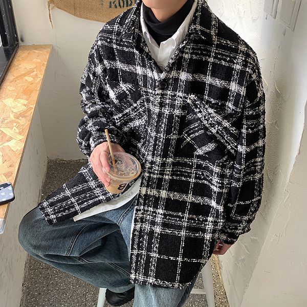 men's wool blends autumn winter plaid woolen coat men fashion retro casual midlength woolen coat men korean loose woolen shirt mens ove, Black
men's wool blends autumn winter plaid woolen coat men fashion retro casual midlength woolen coat men korean loose woolen shirt mens ove, Black