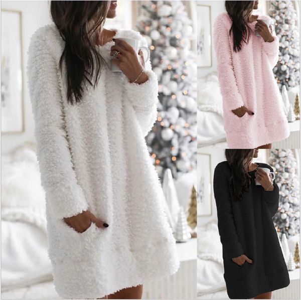 party dresses fashion women sweater dress casual straight autumn winter round neck simple comfortable plush warm vestidos 221203, White;black
party dresses fashion women sweater dress casual straight autumn winter round neck simple comfortable plush warm vestidos 221203, White;black