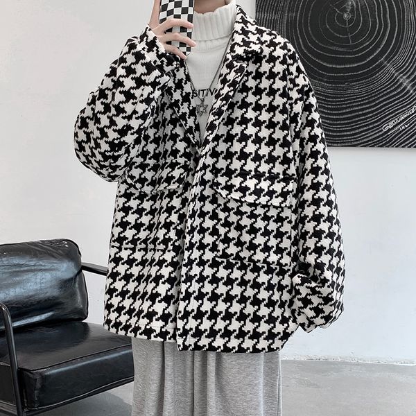 men's wool blends legible winter jacket men casual wool jackets male turn down collar loose plaid wool coats 221205, Black
men's wool blends legible winter jacket men casual wool jackets male turn down collar loose plaid wool coats 221205, Black