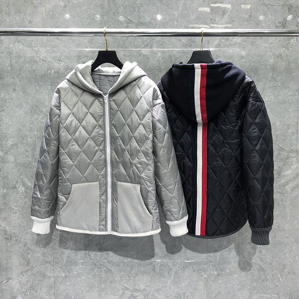 women's down parkas tb browin women winter jacket thicken hoodies solid striped warm casual coat zipper outerwear men korean design 221, Black
women's down parkas tb browin women winter jacket thicken hoodies solid striped warm casual coat zipper outerwear men korean design 221, Black