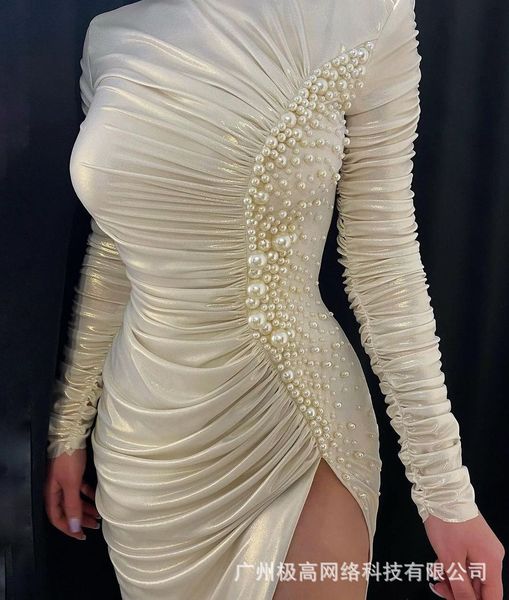 party dresses women mini bodycon o neck formal long sleeve solid color sheath beading pearl 221203, White;black
party dresses women mini bodycon o neck formal long sleeve solid color sheath beading pearl 221203, White;black