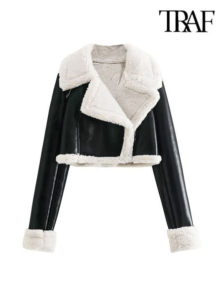 womens jackets traf women fashion thick warm faux shearling crop jacket coat vintage long sleeve front zipper female outerwear chic 221205, Black;brown
womens jackets traf women fashion thick warm faux shearling crop jacket coat vintage long sleeve front zipper female outerwear chic 221205, Black;brown