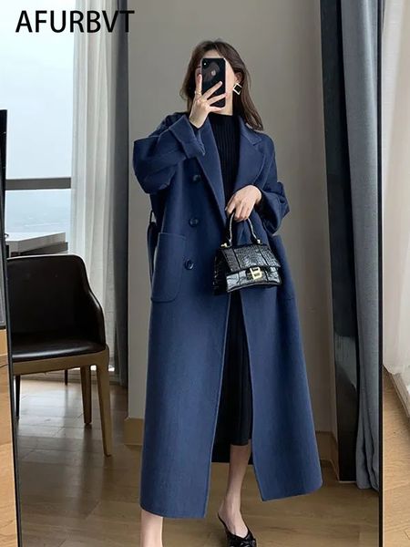women blends women coat outerwear winter clothing fashion warm woolen female x long elegant double breasted black 221205
women blends women coat outerwear winter clothing fashion warm woolen female x long elegant double breasted black 221205