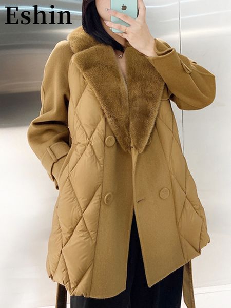 women's down parkas eshin autumn winter mink mosaic wool goose short lace up warm casual jacket fashion female th871 221205, Black
women's down parkas eshin autumn winter mink mosaic wool goose short lace up warm casual jacket fashion female th871 221205, Black