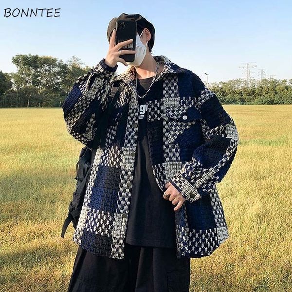 men's wool blends autumn men plaid wool blends coat turn down collar loose woolen overcoat harajuku high street student single breasted, Black
men's wool blends autumn men plaid wool blends coat turn down collar loose woolen overcoat harajuku high street student single breasted, Black